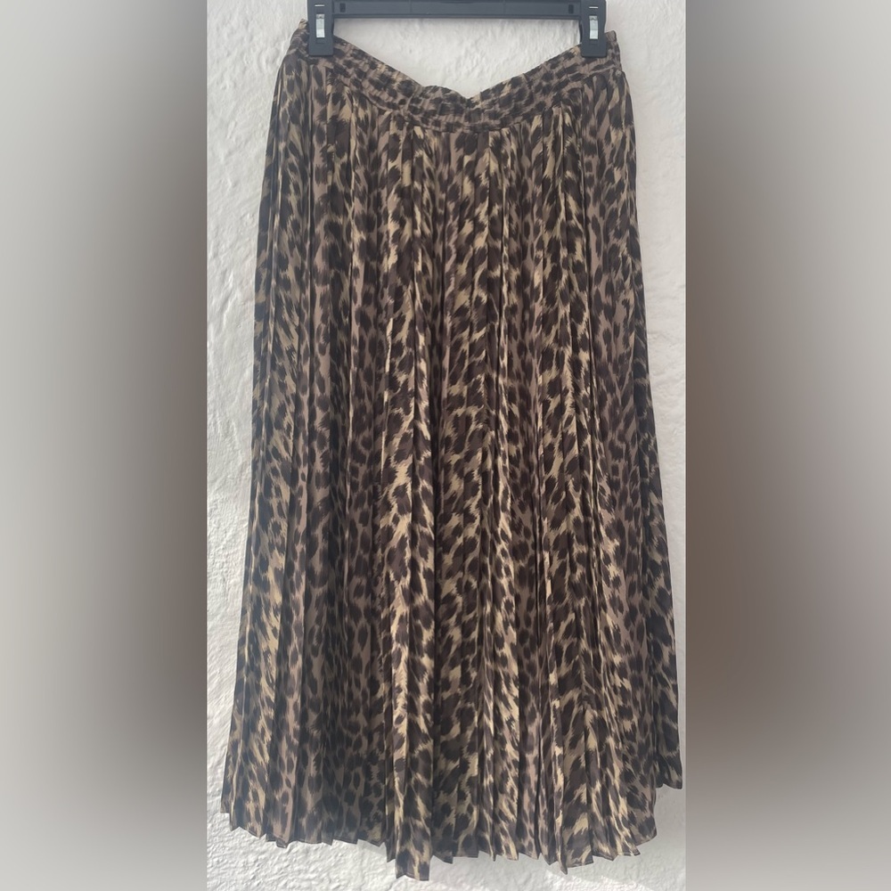 Banana Republic black brown animal print midi skirt, elastic waist, drawstring;S - Picture 6 of 7